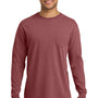 Comfort Colors Mens Long Sleeve Crewneck T-Shirt w/ Pocket - Brick Red