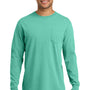 Comfort Colors Mens Long Sleeve Crewneck T-Shirt w/ Pocket - Chalky Mint Green