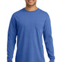 Comfort Colors Mens Long Sleeve Crewneck T-Shirt w/ Pocket - Flo Blue