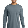 Comfort Colors Mens Long Sleeve Crewneck T-Shirt w/ Pocket - Granite Grey