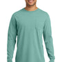 Comfort Colors Mens Long Sleeve Crewneck T-Shirt w/ Pocket - Seafoam Green