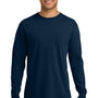 Comfort Colors Mens Long Sleeve Crewneck T-Shirt w/ Pocket - True Navy Blue