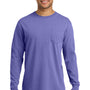 Comfort Colors Mens Long Sleeve Crewneck T-Shirt w/ Pocket - Violet Purple