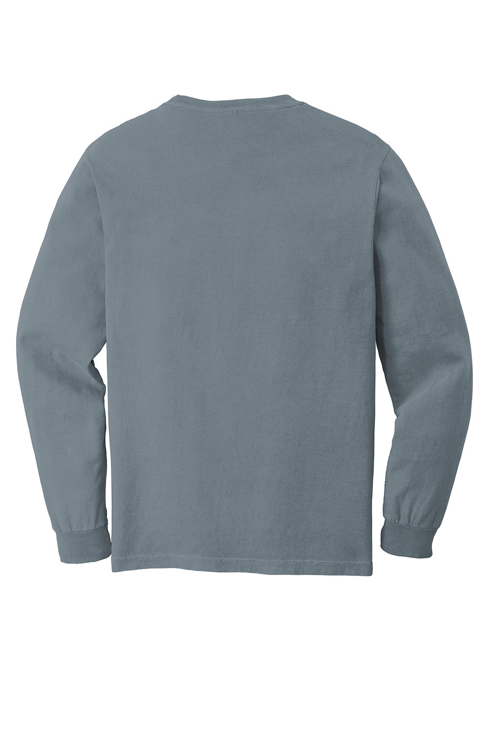 Comfort Colors 4410/C4410 Mens Long Sleeve Crewneck T-Shirt w/ Pocket Granite Grey Flat Back