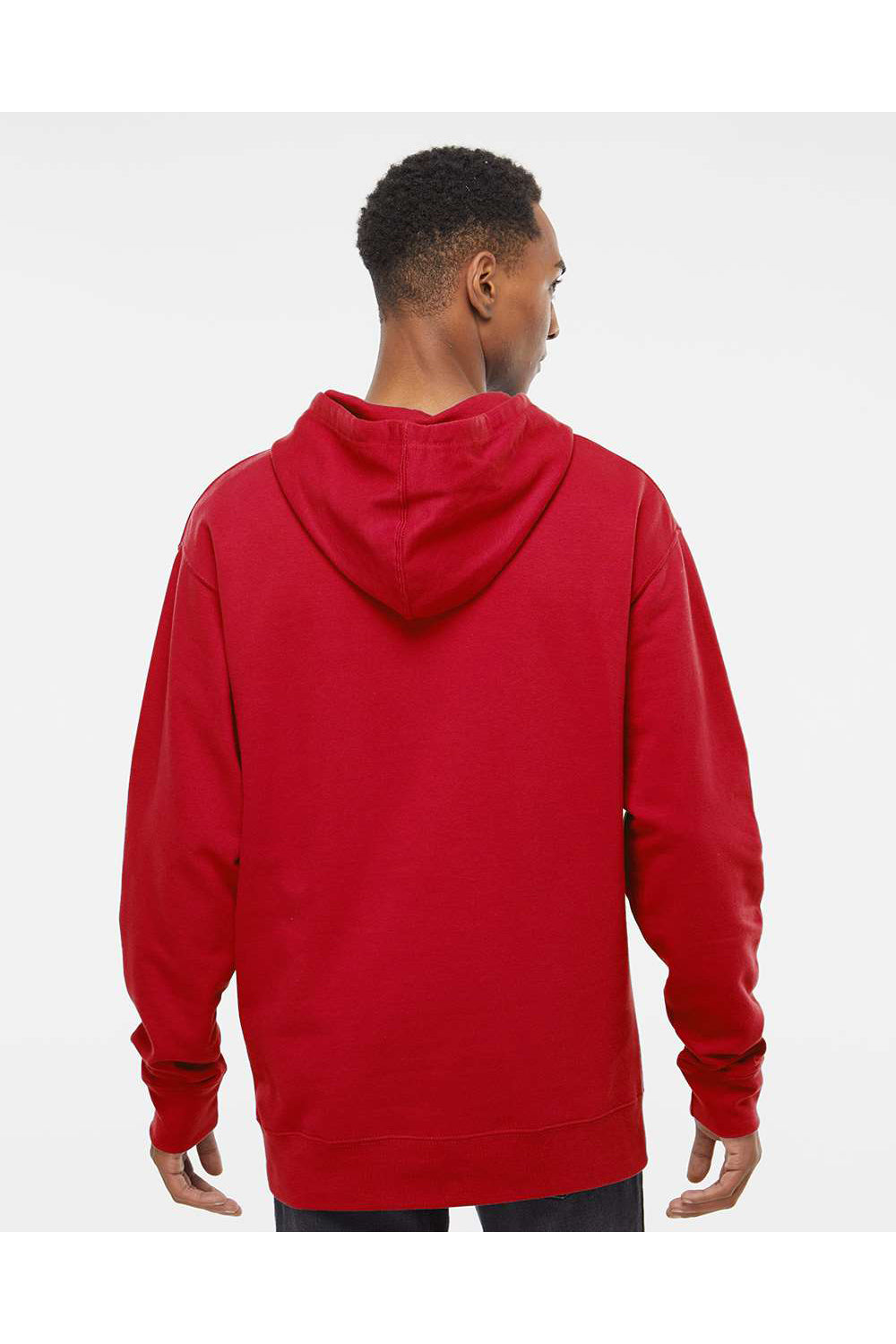 Independent Trading Co. SS4500 Mens Hooded Sweatshirt Hoodie Red Model Back
