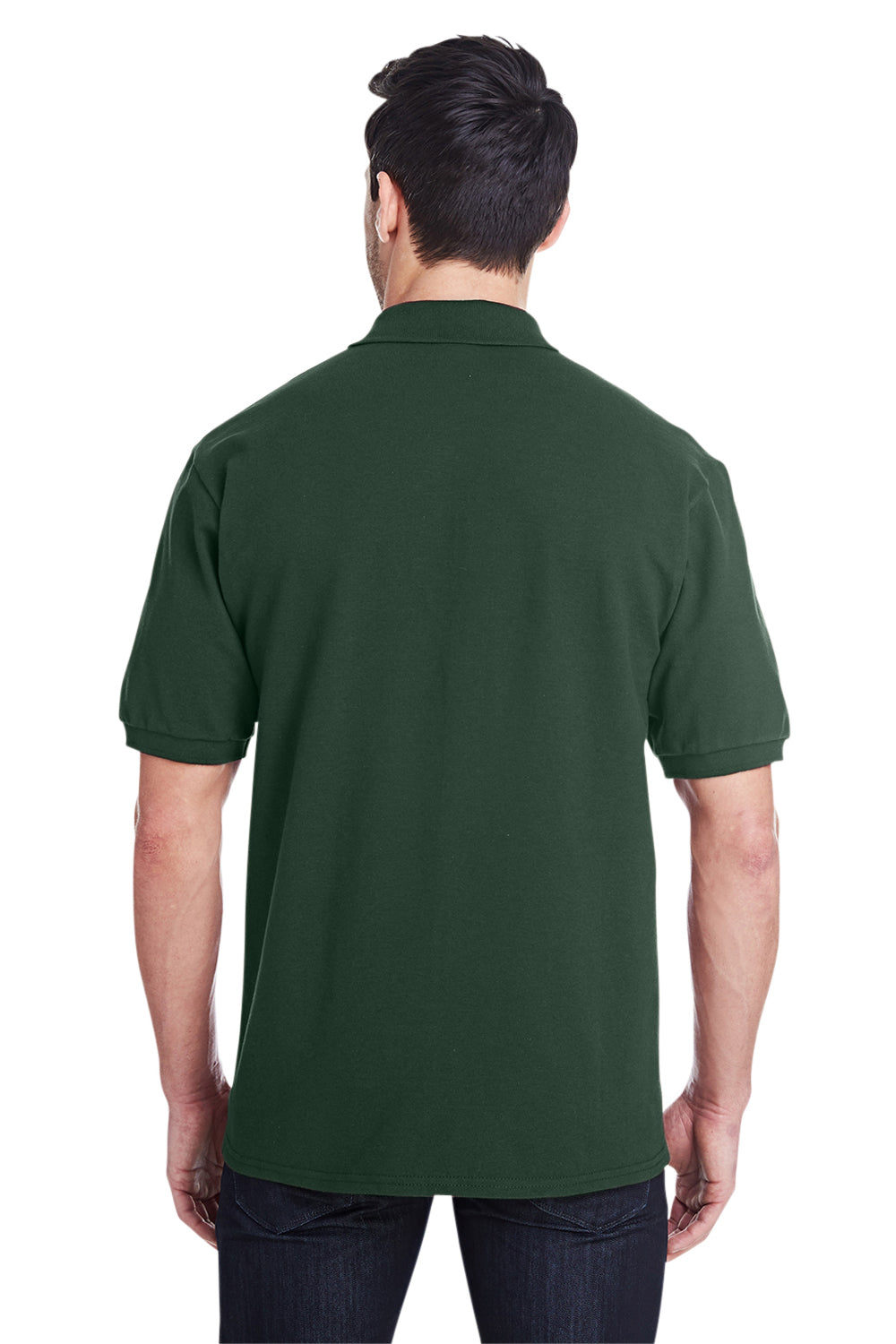 Jerzees 443MR/443M Mens Short Sleeve Polo Shirt Forest Green Model Back