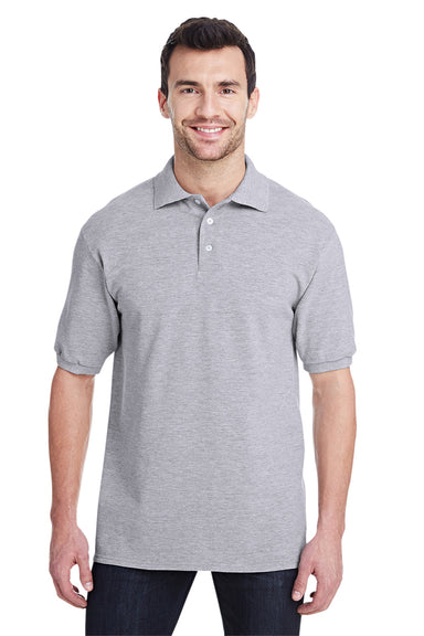 Jerzees 443MR/443M Mens Short Sleeve Polo Shirt Heather Grey Model Front