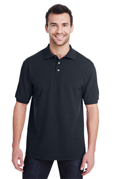 Jerzees 443MR/443M Mens Short Sleeve Polo Shirt Black Model Front