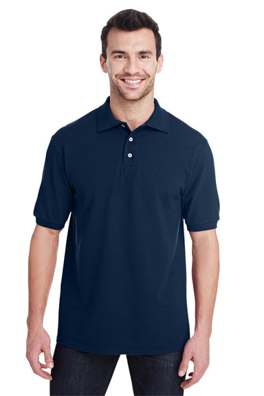 Jerzees 443MR/443M Mens Short Sleeve Polo Shirt Navy Blue Model Front