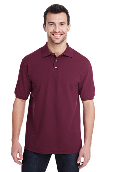 Jerzees 443MR/443M Mens Short Sleeve Polo Shirt Maroon Model Front