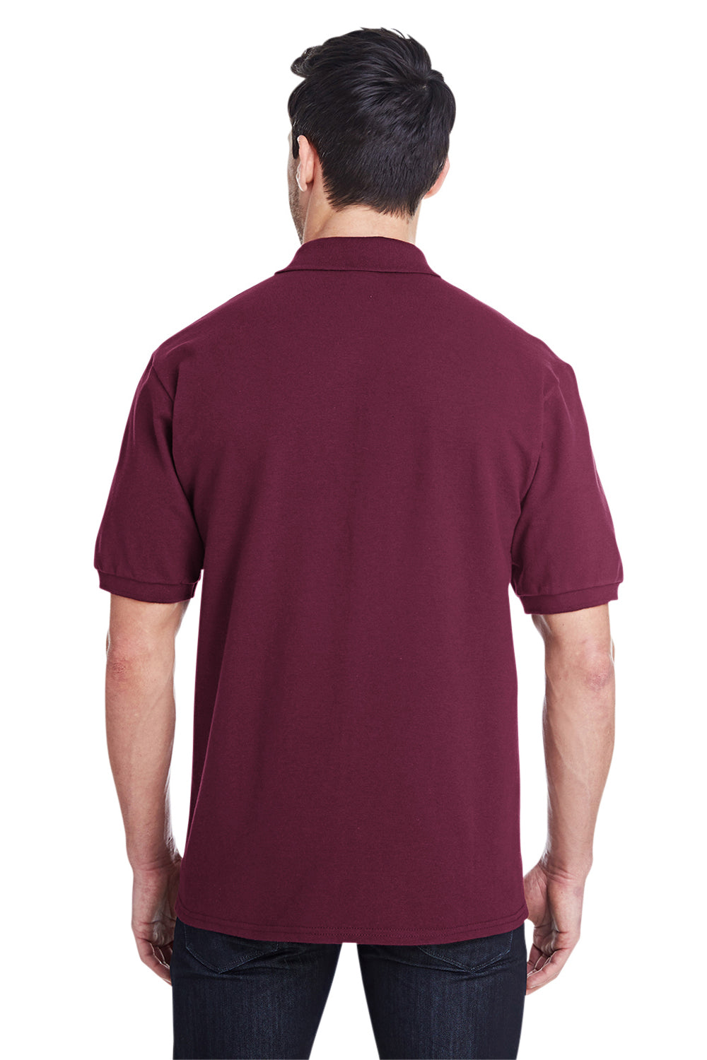 Jerzees 443MR/443M Mens Short Sleeve Polo Shirt Maroon Model Back