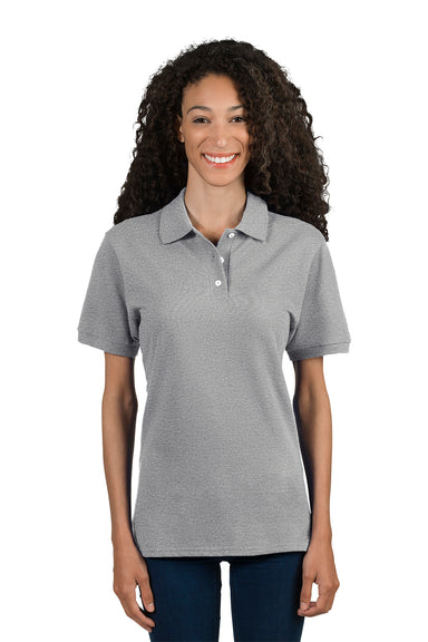 Jerzees 443WR/443W Womens Short Sleeve Polo Shirt Heather Grey Model Front