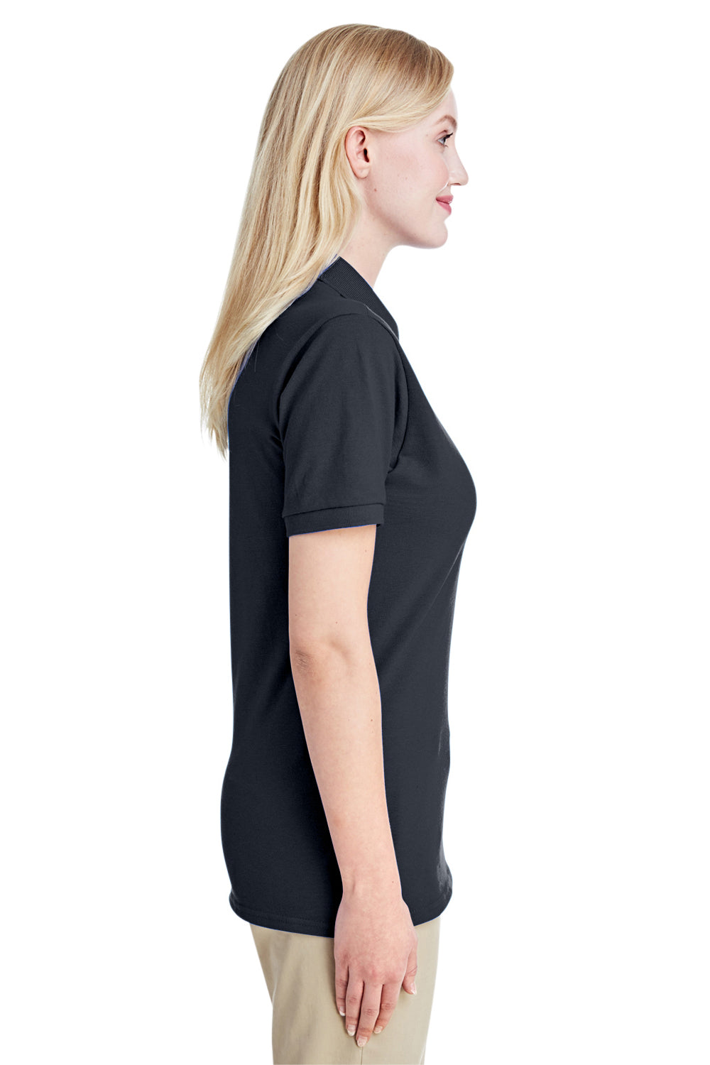 Jerzees 443WR/443W Womens Short Sleeve Polo Shirt Black Model Side