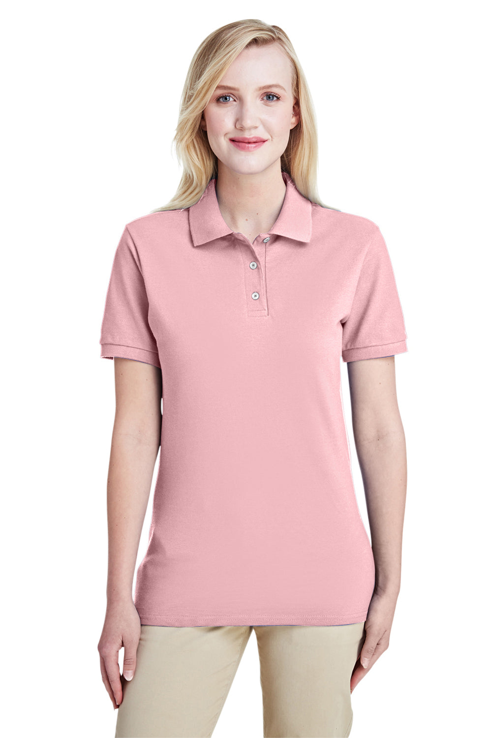 Jerzees 443WR/443W Womens Short Sleeve Polo Shirt Classic Pink Model Front