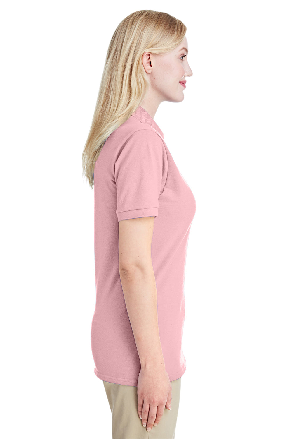 Jerzees 443WR/443W Womens Short Sleeve Polo Shirt Classic Pink Model Side