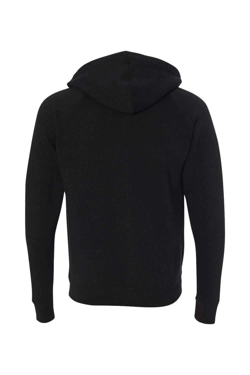 Independent Trading Co. PRM33SBZ Mens Special Blend Raglan Full Zip Hooded Sweatshirt Hoodie Black Flat Back