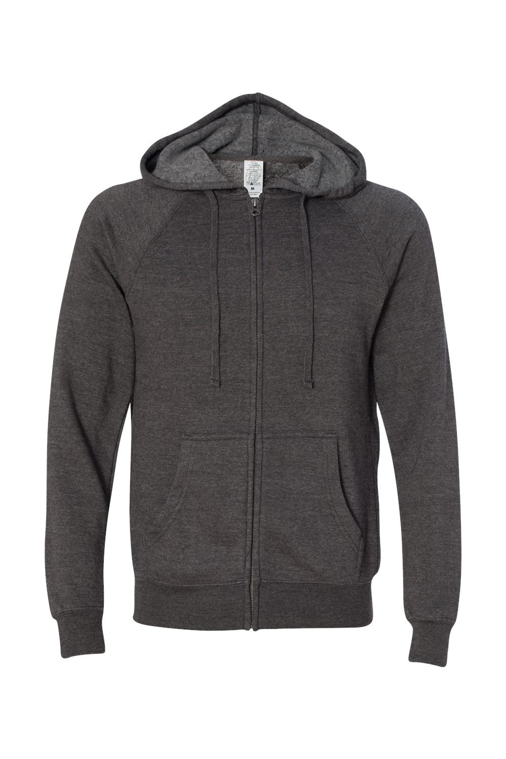 Independent Trading Co. PRM33SBZ Mens Special Blend Raglan Full Zip Hooded Sweatshirt Hoodie Carbon Grey Flat Front