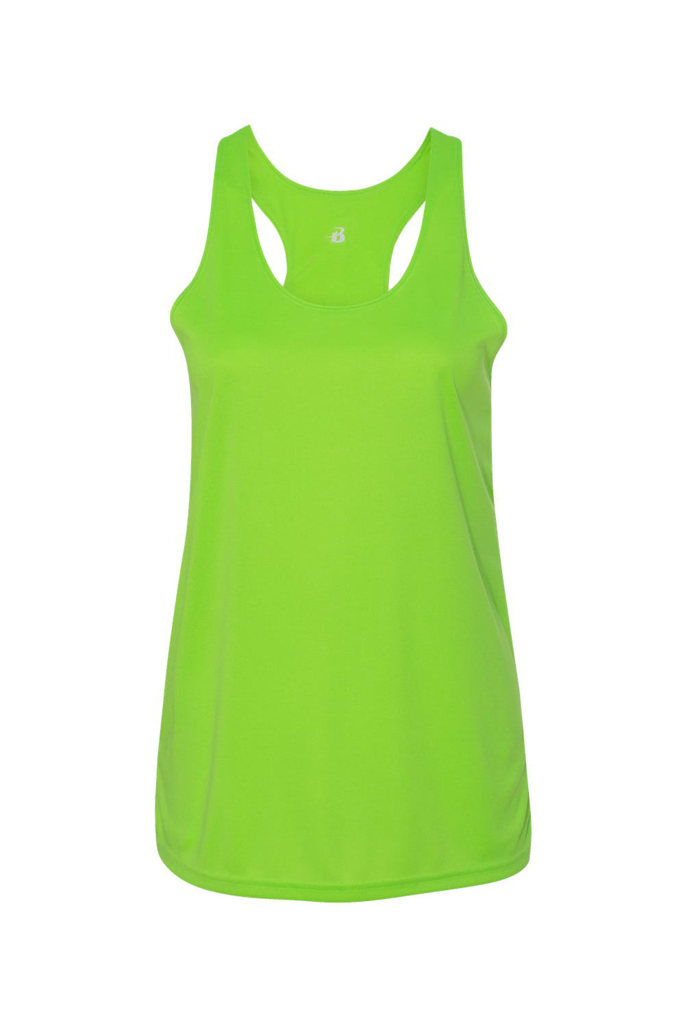 Badger 4166 Womens B-Core Moisture Wicking Racerback Tank Top Lime Green Flat Front