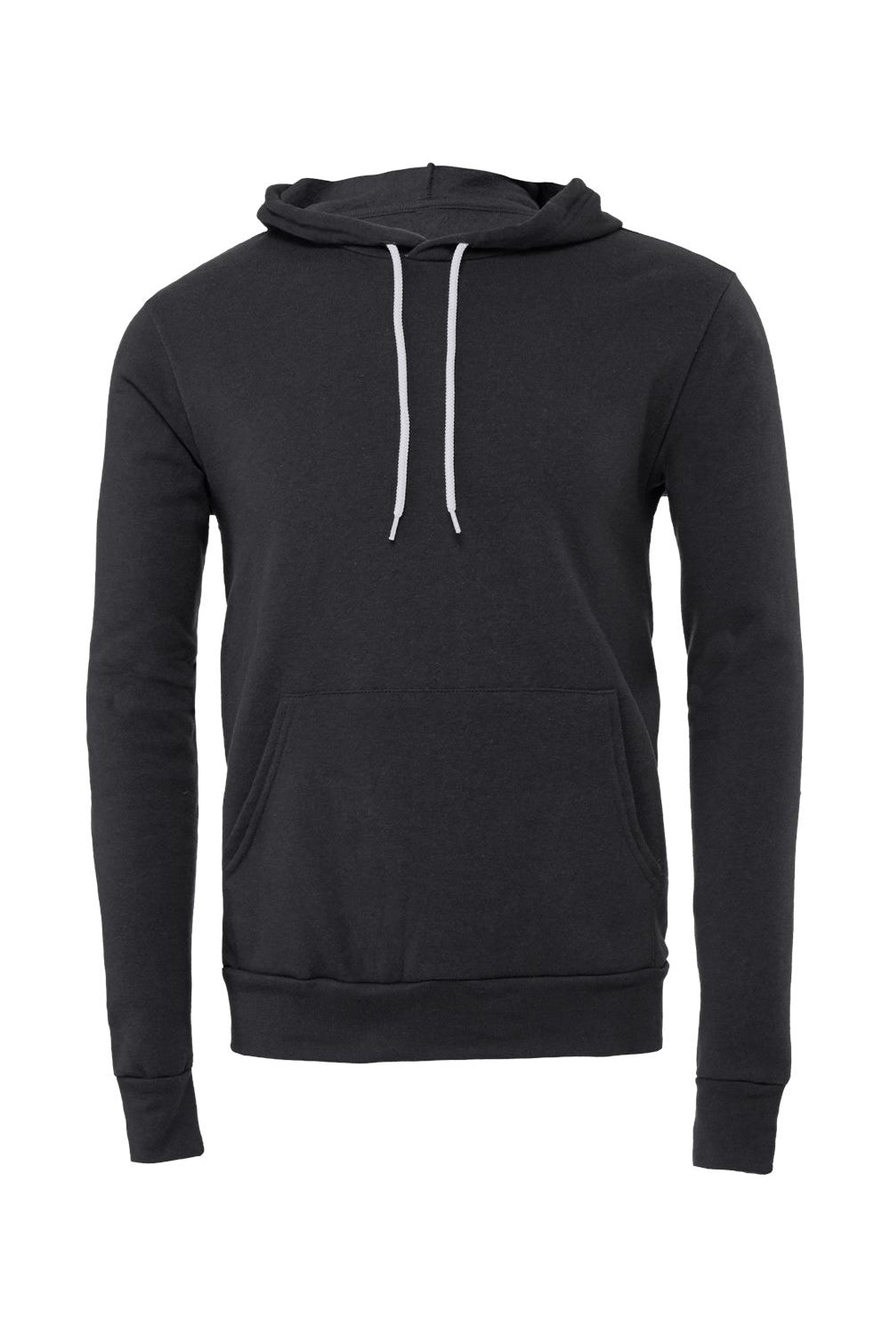 Bella + Canvas BC3719/3719 Mens Sponge Fleece Hooded Sweatshirt Hoodie Dark Grey Flat Front