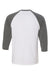 Bella + Canvas BC3200/3200 Mens 3/4 Sleeve Crewneck T-Shirt White/Heather Deep Grey Flat Back