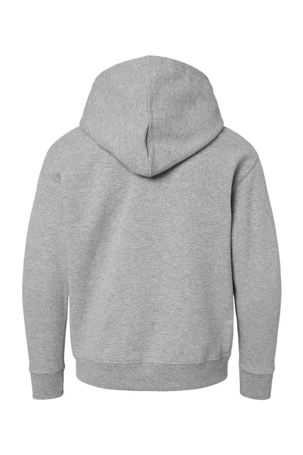 LAT 2296 Youth Fleece Hooded Sweatshirt Hoodie Heather Grey Flat Back