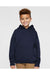 LAT 2296 Youth Fleece Hooded Sweatshirt Hoodie Navy Blue Model Front