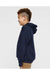 LAT 2296 Youth Fleece Hooded Sweatshirt Hoodie Navy Blue Model Side