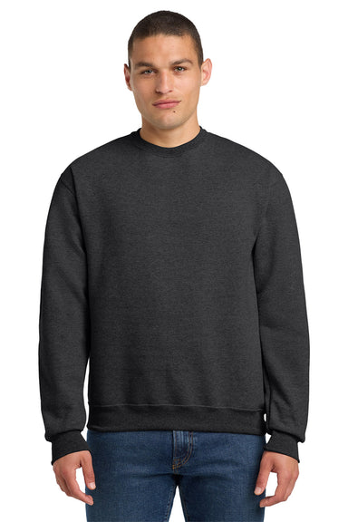 Jerzees 4662M/4662/4662MR Mens Super Sweats NuBlend Pill Resistant Fleece Crewneck Sweatshirt Heather Black Model Front