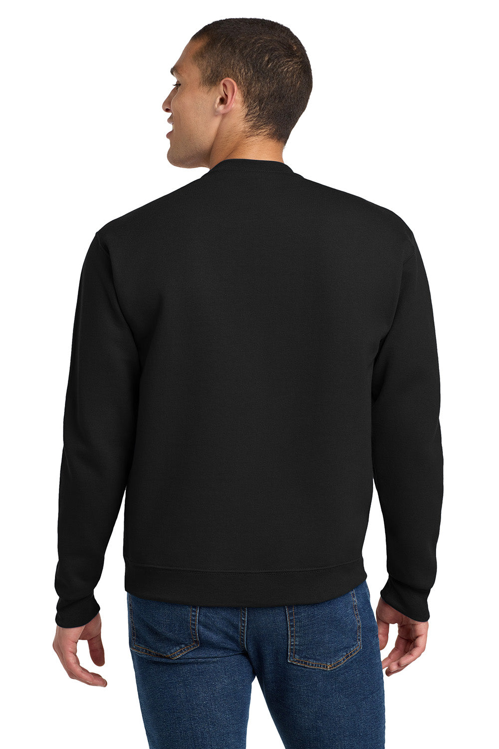 Jerzees 4662M/4662/4662MR Mens Super Sweats NuBlend Pill Resistant Fleece Crewneck Sweatshirt Black Model Back