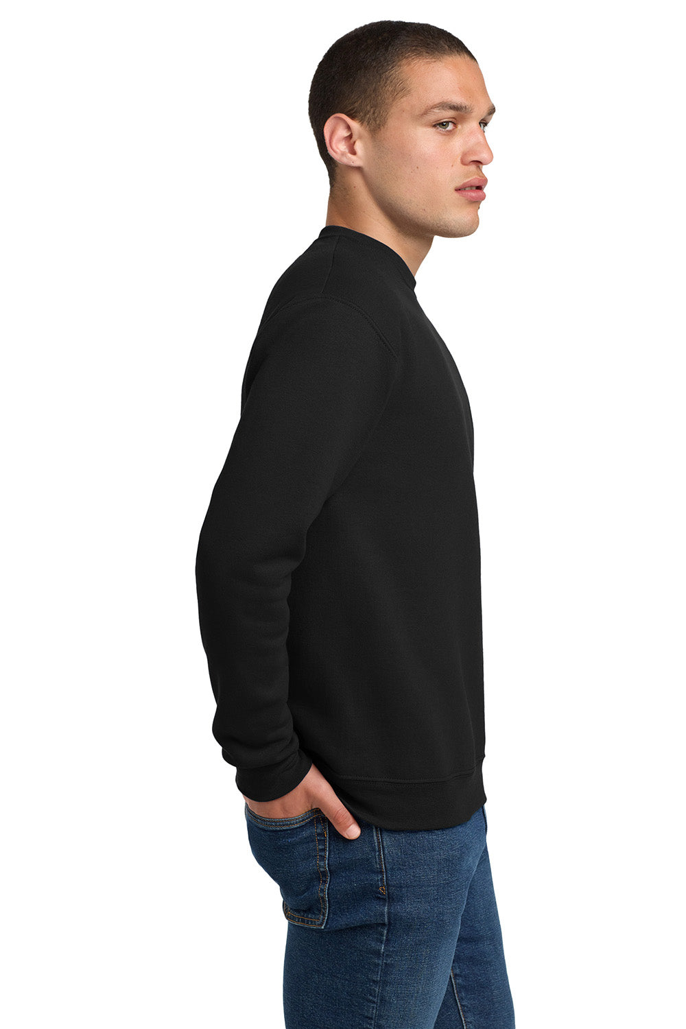 Jerzees 4662M/4662/4662MR Mens Super Sweats NuBlend Pill Resistant Fleece Crewneck Sweatshirt Black Model Side