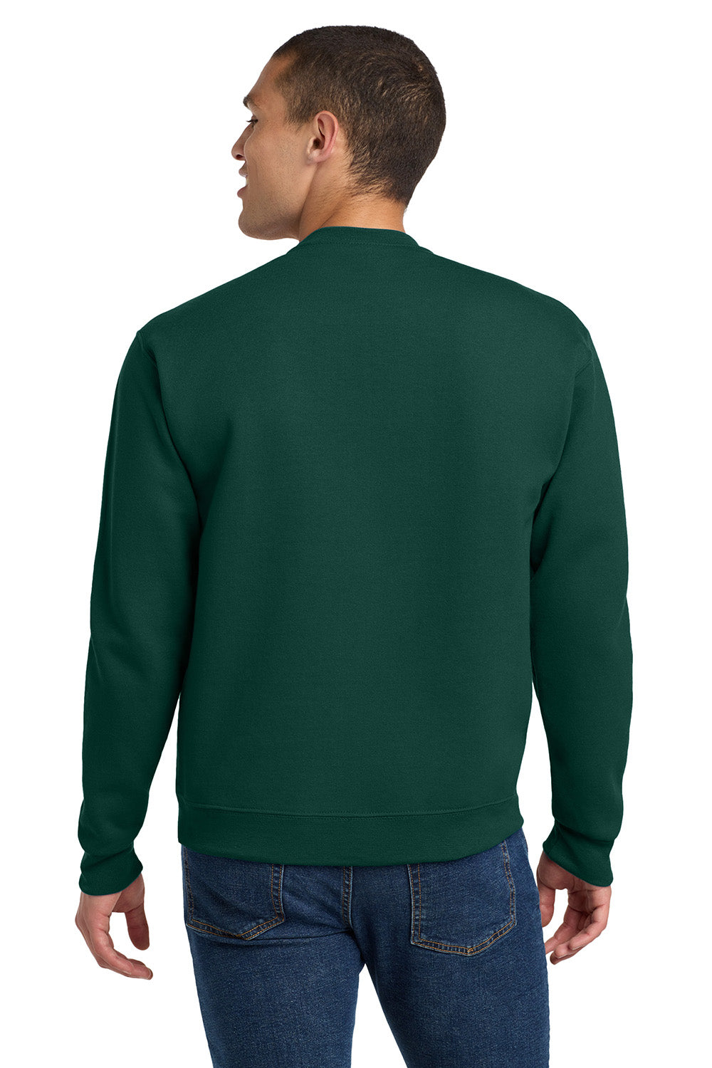 Jerzees 4662M/4662/4662MR Mens Super Sweats NuBlend Pill Resistant Fleece Crewneck Sweatshirt Forest Green Model Back