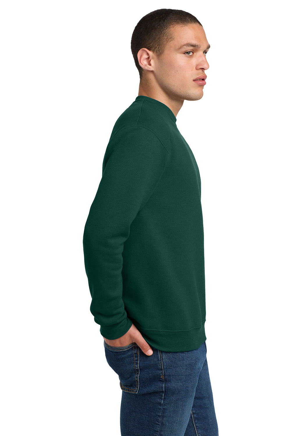 Jerzees 4662M/4662/4662MR Mens Super Sweats NuBlend Pill Resistant Fleece Crewneck Sweatshirt Forest Green Model Side