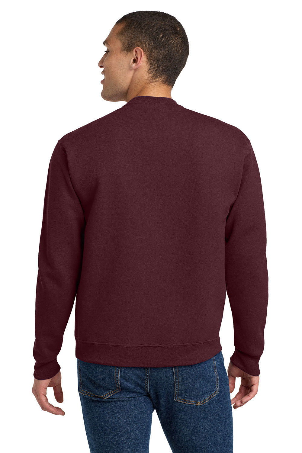 Jerzees 4662M/4662/4662MR Mens Super Sweats NuBlend Pill Resistant Fleece Crewneck Sweatshirt Maroon Model Back