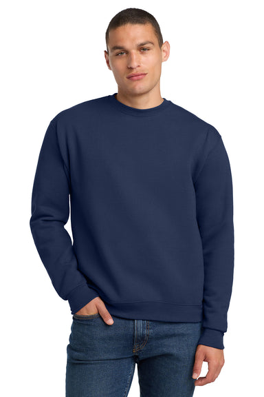 Jerzees 4662M/4662/4662MR Mens Super Sweats NuBlend Pill Resistant Fleece Crewneck Sweatshirt Navy Blue Model Front