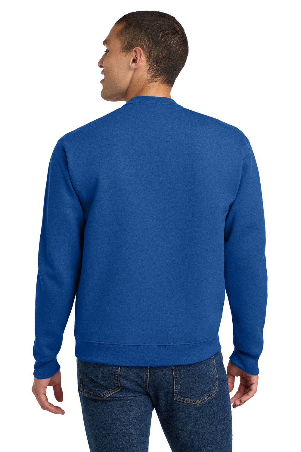 Jerzees 4662M/4662/4662MR Mens Super Sweats NuBlend Pill Resistant Fleece Crewneck Sweatshirt Royal Blue Model Back