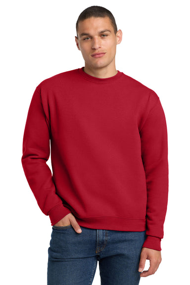 Jerzees 4662M/4662/4662MR Mens Super Sweats NuBlend Pill Resistant Fleece Crewneck Sweatshirt True Red Model Front