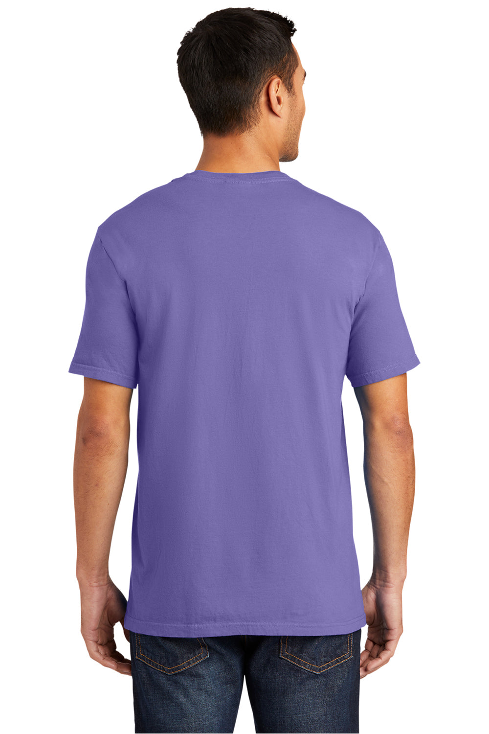 Port & Company PC099 Mens Beach Wash Short Sleeve Crewneck T-Shirt Amethyst Purple Model Back