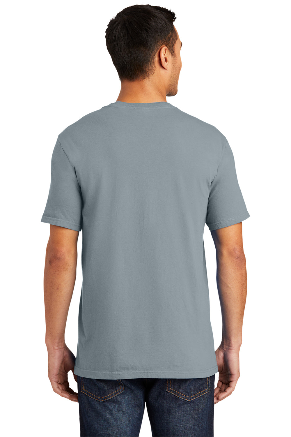 Port & Company PC099 Mens Beach Wash Short Sleeve Crewneck T-Shirt Dove Grey Model Back