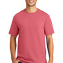 Port & Company Mens Beach Wash Short Sleeve Crewneck T-Shirt - Fruit Punch Pink