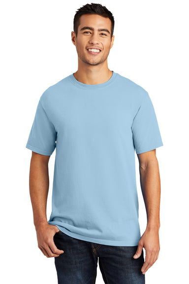 Port & Company PC099 Mens Beach Wash Short Sleeve Crewneck T-Shirt Glacier Blue Model Front