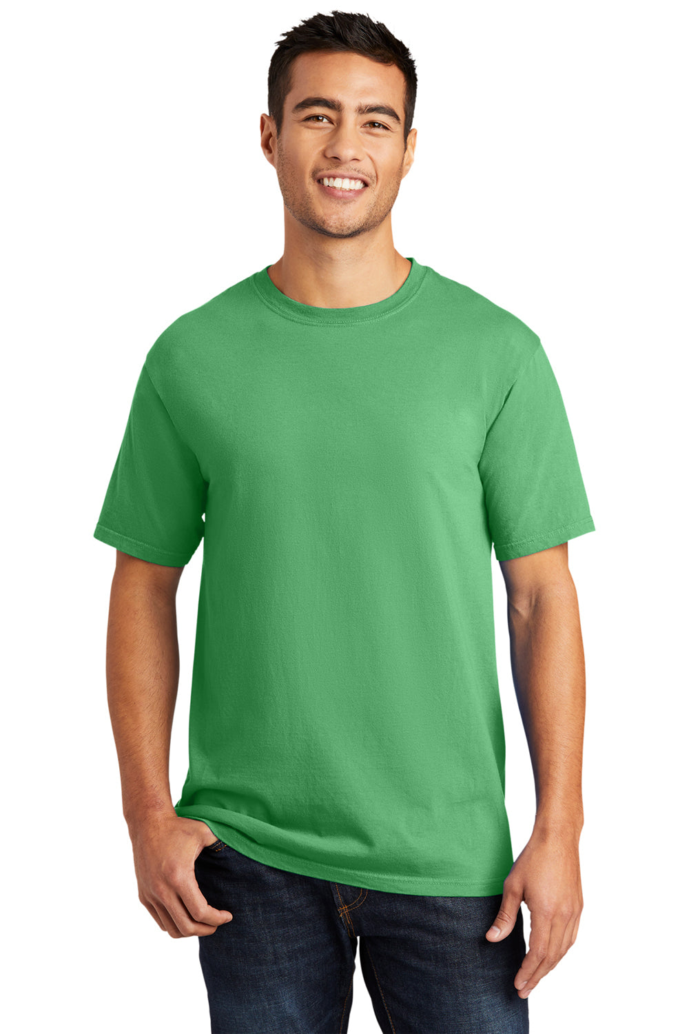 Port & Company PC099 Mens Beach Wash Short Sleeve Crewneck T-Shirt Guacamole Green Model Front