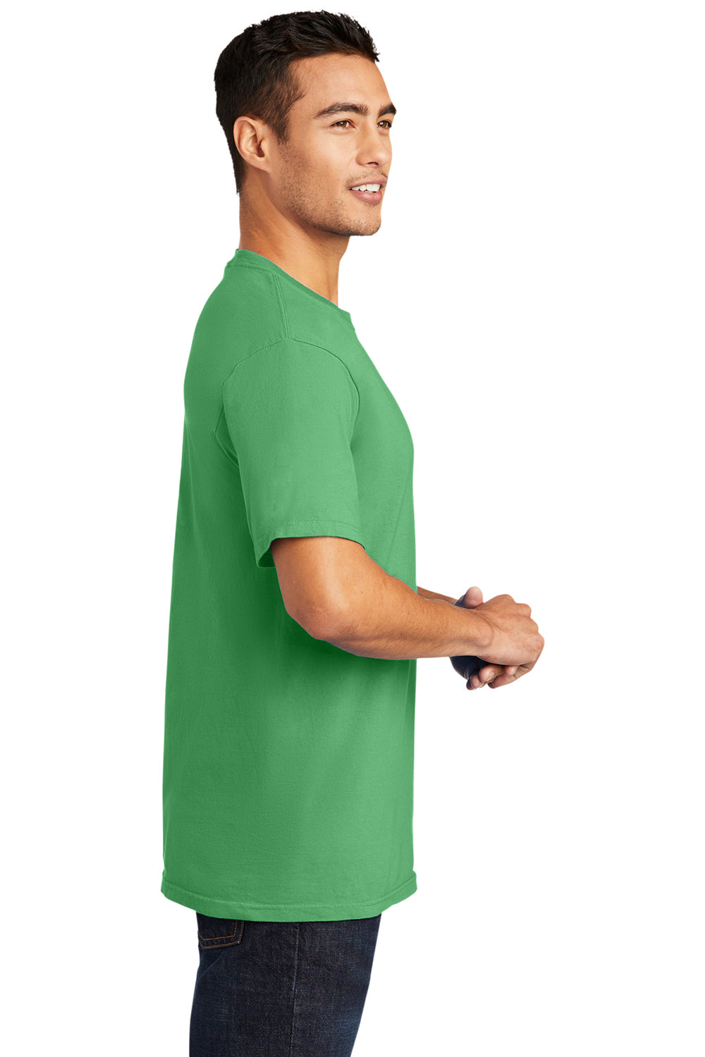 Port & Company PC099 Mens Beach Wash Short Sleeve Crewneck T-Shirt Guacamole Green Model Side