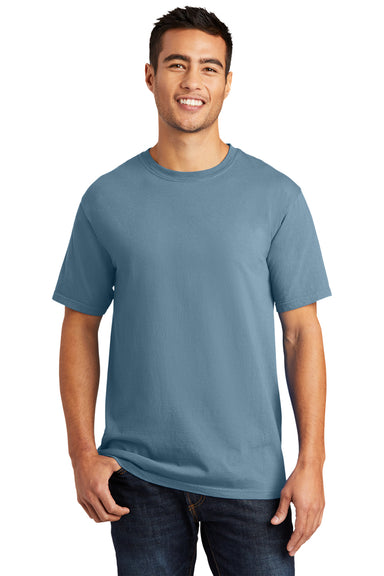 Port & Company PC099 Mens Beach Wash Short Sleeve Crewneck T-Shirt Mist Blue Model Front