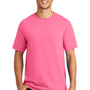 Port & Company Mens Beach Wash Short Sleeve Crewneck T-Shirt - Neon Pink