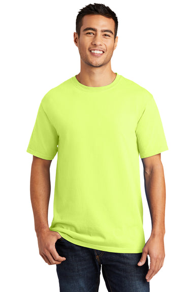 Port & Company PC099 Mens Beach Wash Short Sleeve Crewneck T-Shirt Neon Yellow Model Front