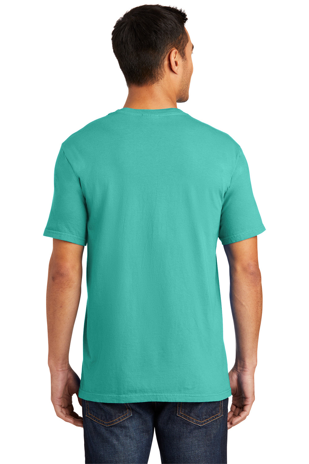 Port & Company PC099 Mens Beach Wash Short Sleeve Crewneck T-Shirt Peacock Green Model Back