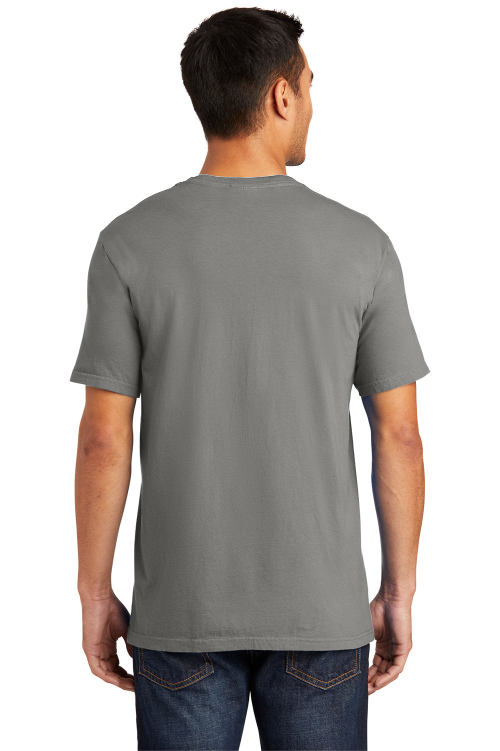 Port & Company PC099 Mens Beach Wash Short Sleeve Crewneck T-Shirt Pewter Grey Model Back