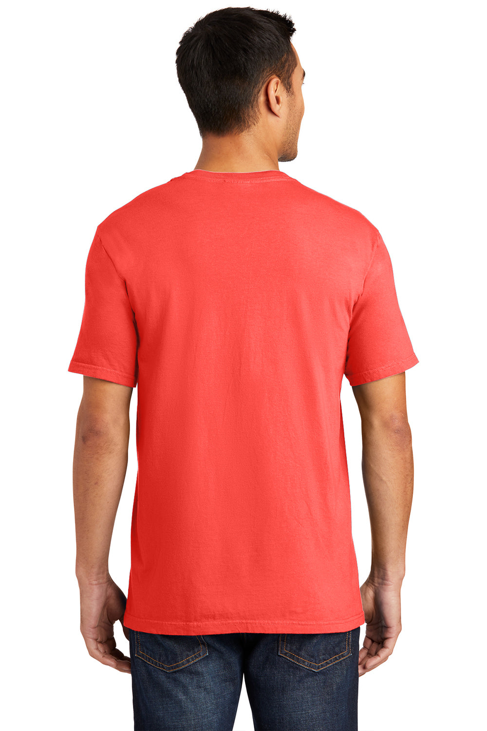 Port & Company PC099 Mens Beach Wash Short Sleeve Crewneck T-Shirt Poppy Red Model Back