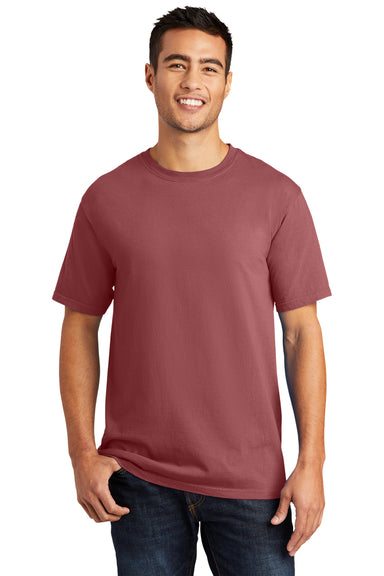 Port & Company PC099 Mens Beach Wash Short Sleeve Crewneck T-Shirt Red Rock Model Front