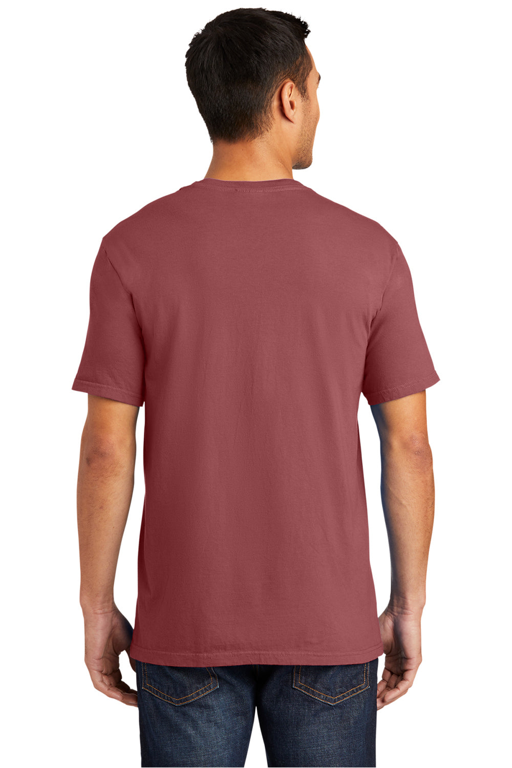 Port & Company PC099 Mens Beach Wash Short Sleeve Crewneck T-Shirt Red Rock Model Back